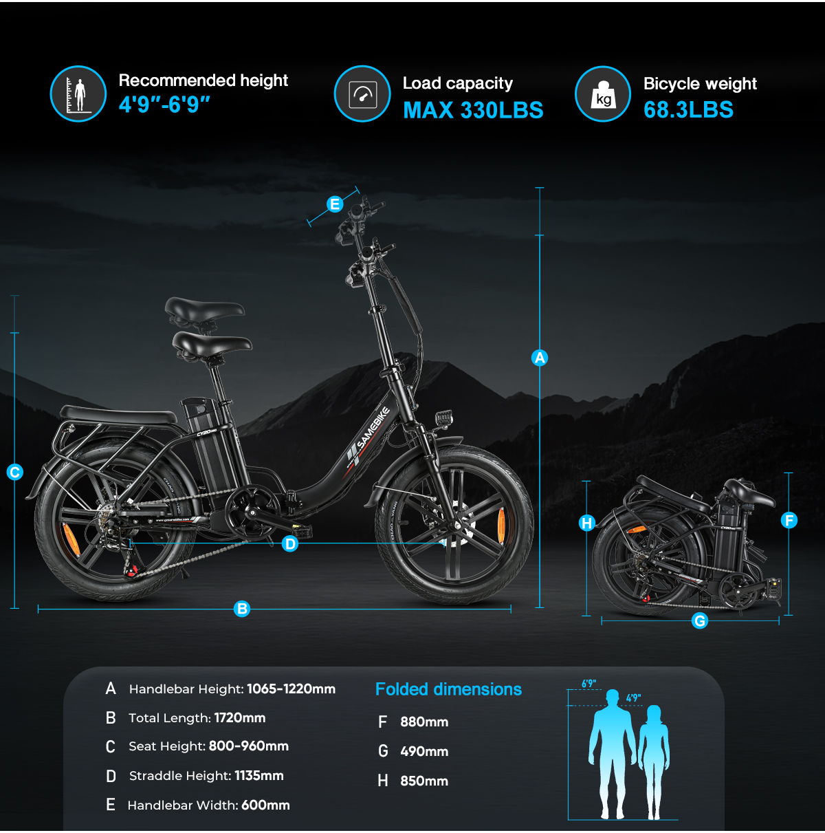 Elektrický bicykel SAMEBIKE  CY20 Pro 4